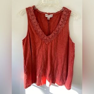 NWT Knox Rose Burnt Orange Woman’s Medium Lace V-neck Tank Top